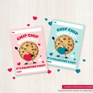 Cartes de Saint-Valentin pour enfants, puce Hourra, biscuit, étiquettes de la Saint-Valentin, cadeaux imprimables pour la Saint-Valentin, cadeau pour enseignant, école, classe, carte de voeux