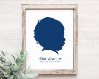 Custom Portrait Silhouette PRINTABLE Personalized Family Portraits Personalized Mother's Day Gift Ideas for Mom Kid Family Portrait Grandma