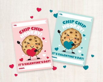 Kids Valentines Cards Chip Hooray Cookie Valentine Tags Printable Valentines Day Gifts for School Classroom Treat Teacher Gift Greeting Card
