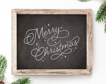 Printable Christmas Decorations Merry Christmas Chalkboard Sign Farmhouse Christmas Wall Art Christmas Prints Christmas Decor Simple Modern