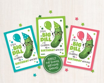 Birthday Snack Tags for School Pickle Tags Big Dill Printable Tag Pickle Pouch Tags Classroom Dill Pickle Birthday Party Favors Pickle Chips