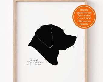 Pet Gift Custom Pet Portrait Dog Silhouette Gift for Dog Lovers, PRINTABLE Cat Silhouette Watercolor Pet Portrait Pet Memorial Art Fur Baby