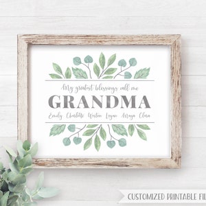 Mothers Day Gift for Grandma Gift Printable Personalized Gift Ideas Grandmother Gift for Her My Greatest Blessings Call Me Grandma Nana Gigi