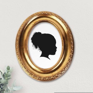 Printable Custom Portrait, Printable Silhouette Portrait of Child Personalized Wall Art for Her Kids Portrait Custom Family Portrait Oval