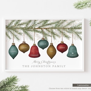 Décoration de Noël en famille imprimable, décoration de Noël personnalisée, art mural, décoration de vacances, décoration de Noël, noms de Noël personnalisés, décorations de Noël