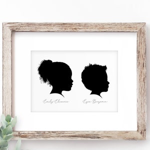 2 TWO Custom Silhouettes on 1 Printable File - Family Portrait Personalized Gifts for Grandparents Mom Couple Silhouette Kids Custom Pet Art