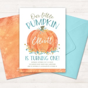 Little Pumpkin First Birthday Invitation, Little Pumpkin Invitations, Little Pumpkin Turning One Invitation, Printable Birthday Invites Girl image 9