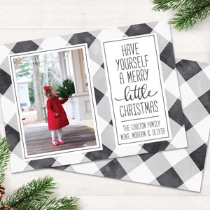 Buffalo Check Christmas Cards with Photo, Photo Christmas Card Photo Holiday Cards Printable Buffalo Plaid Christmas, Farmhouse Christmas