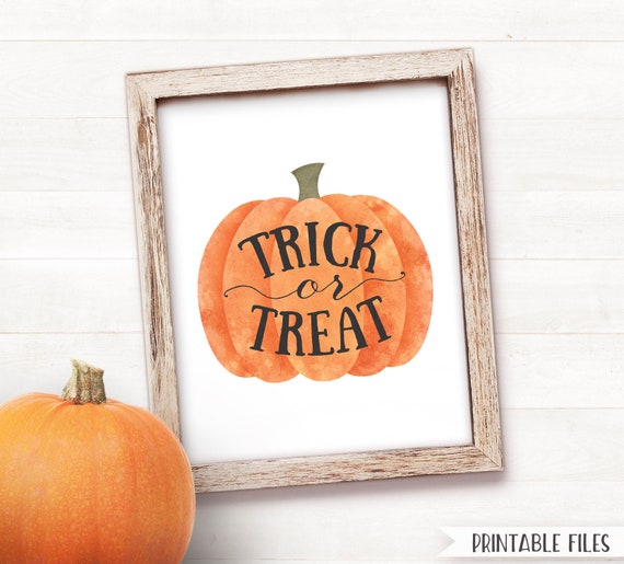 Halloween Sign Trick or Treat Sign PRINTABLE Halloween Decor - Etsy
