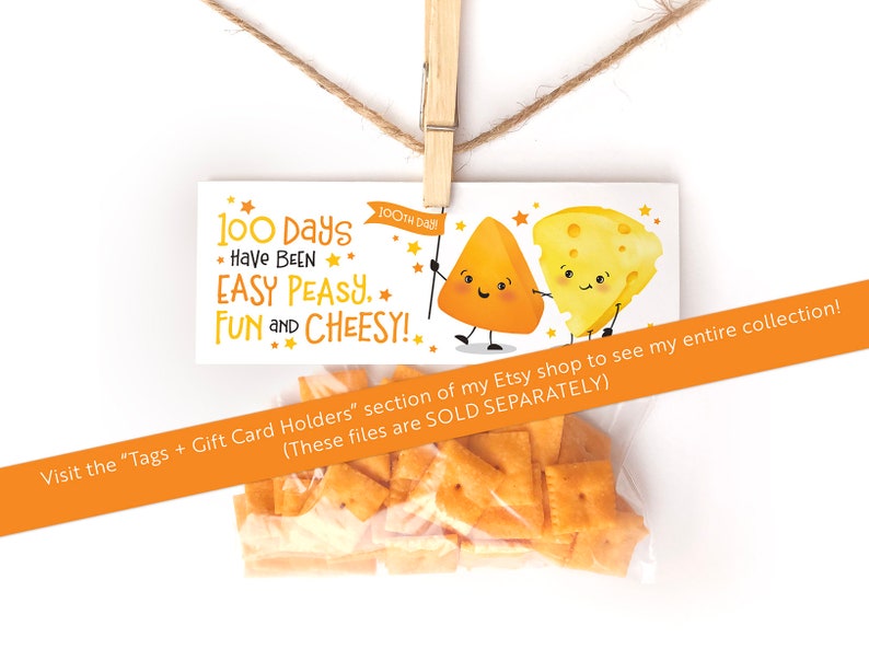 Printable Testing Day Snack Tag Classroom Treat Tag Cheese Snack Good Luck Gift Test Day Cheese Goldfish Finals School Test Taking PTO PTA image 7