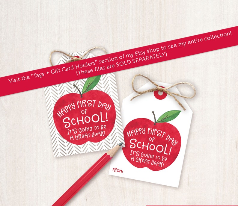 Back to School Teacher Gifts Printable Happy First Day of School Gift Tag, Student Gift Tags, Classroom Gifts Classmates Apple Buffalo Plaid image 4