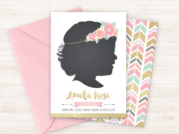 Birthday Invitation Kids Free Poster Back Bohemian Etsy