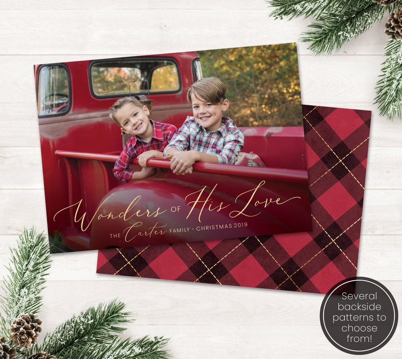 Printable Religious Christmas Cards with Photo, Wonders of His Love Christmas Card, Christian Photo Christmas, Religious Holiday Card, Xmas image 2