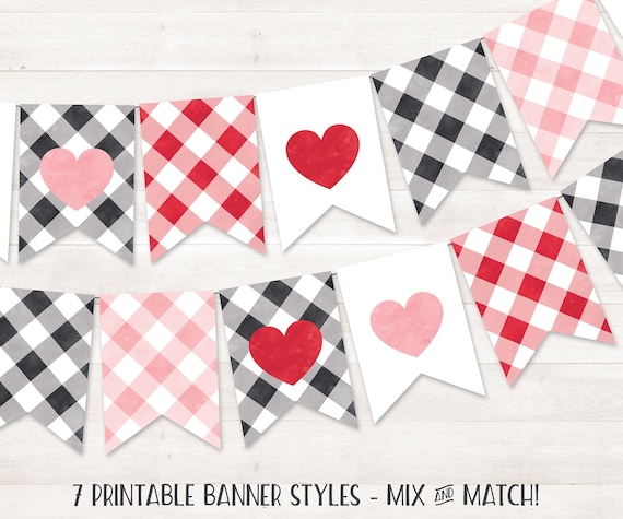 printable valentines day decor valentine banner buffalo etsy