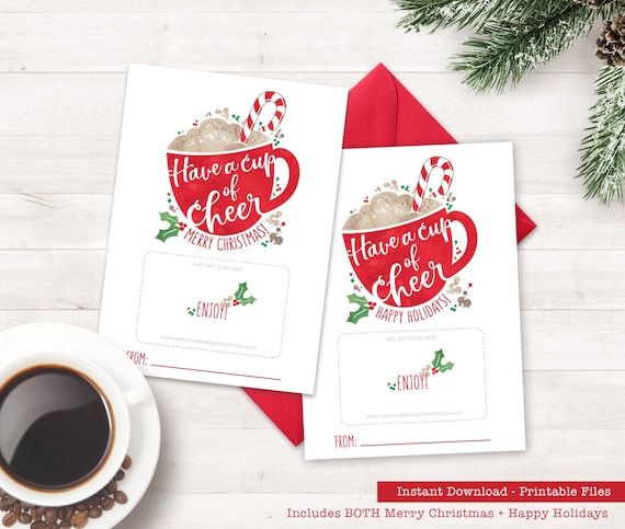 Christmas Gift Card Holder PRINTABLE Teacher Holiday Gift Teacher Appreciation Christmas Coffee Gift Christmas Gift from Student Gift Tag Il_570xn