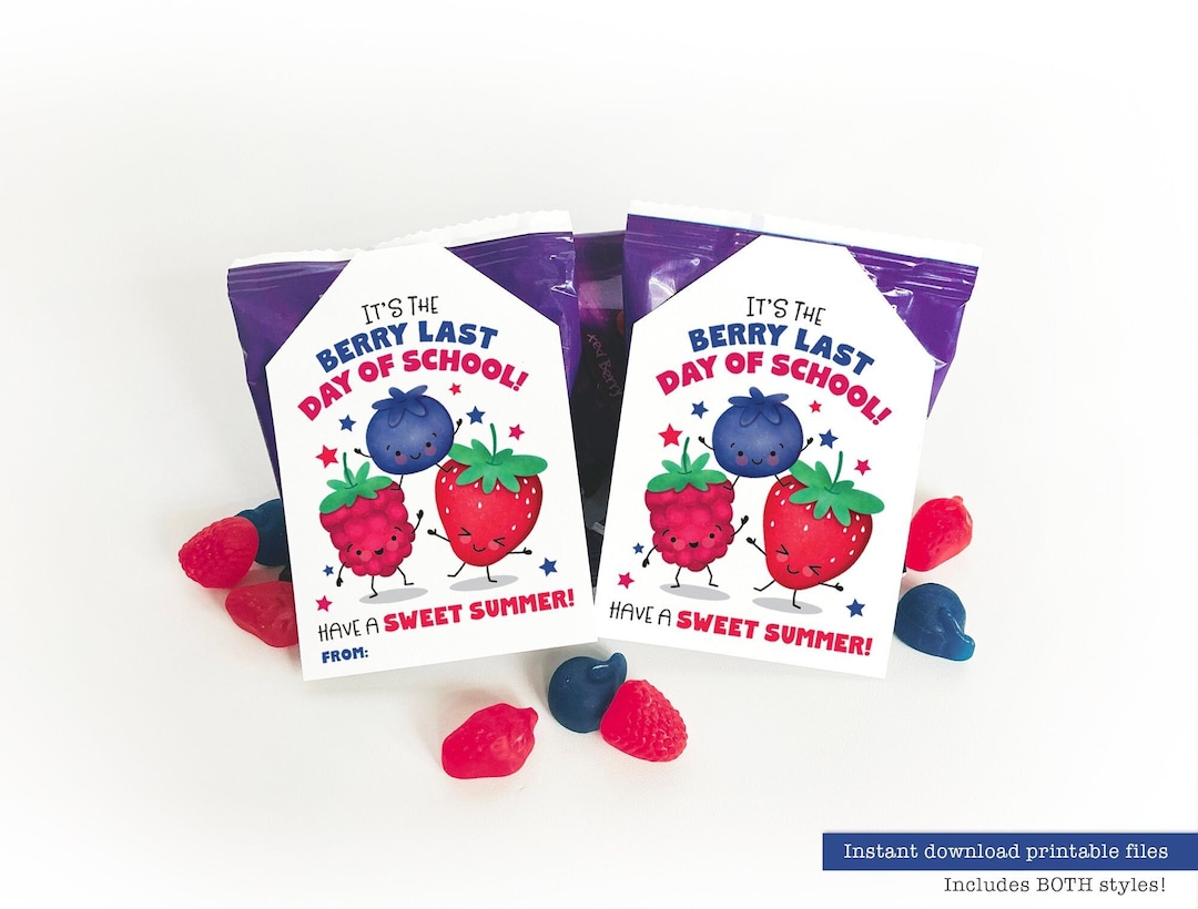 Printable Last Day of School Classroom Treat Tag Berry Fruit Snacks End ...
