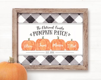 PRINTABLE Fall Decor, Fall Sign, Personalized Family Pumpkin Patch Sign Autumn Decor Autumn Sign Farmhouse Fall Decor Fall Buffalo Plaid Art