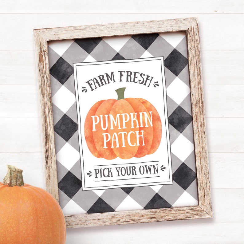 PRINTABLE Pumpkin Patch Sign, Farmhouse Fall Decor Buffalo check buffalo plaid farmhouse sign, Printable Wall Art, Fall Sign Pumpkin Spice image 4