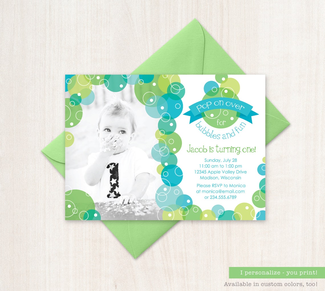 Bubbles and Brunch Invitation Bubble Birthday Party Invite Etsy