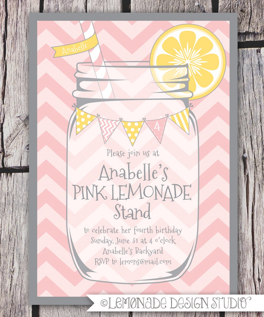 pink lemonade invitation printable lemonade stand invitation etsy lemonade invitations