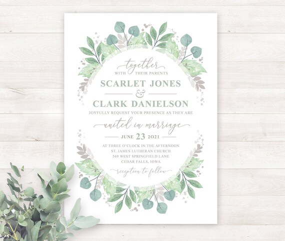 Wedding Invitation Suite Printable Wedding Invites Watercolor