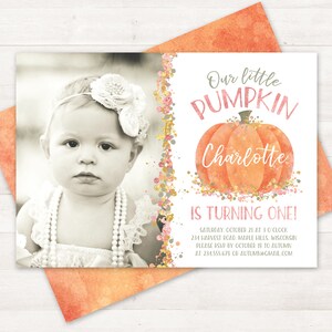 Little Pumpkin Birthday Invitation, Little Pumpkin turning one Invitation Printable Birthday Party Autumn Birthday Invitation First Birthday image 10