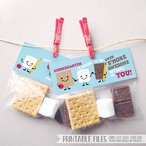 Cadeau pour la rentrée des classes de la maternelle pour les étudiants Etiquettes Smores imprimables pour la première journée d'école Etiquettes pour cadeaux Smores Treat Smores Gift Toppers de l'enseignant