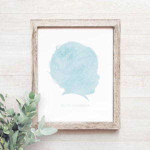 Kind Silhouette Familien Porträt Benutzerdefinierte Porträt druckbare Aquarell Silhouette personalisierte Mutter Wandkunst Bauernhaus Wanddekor Muttertag