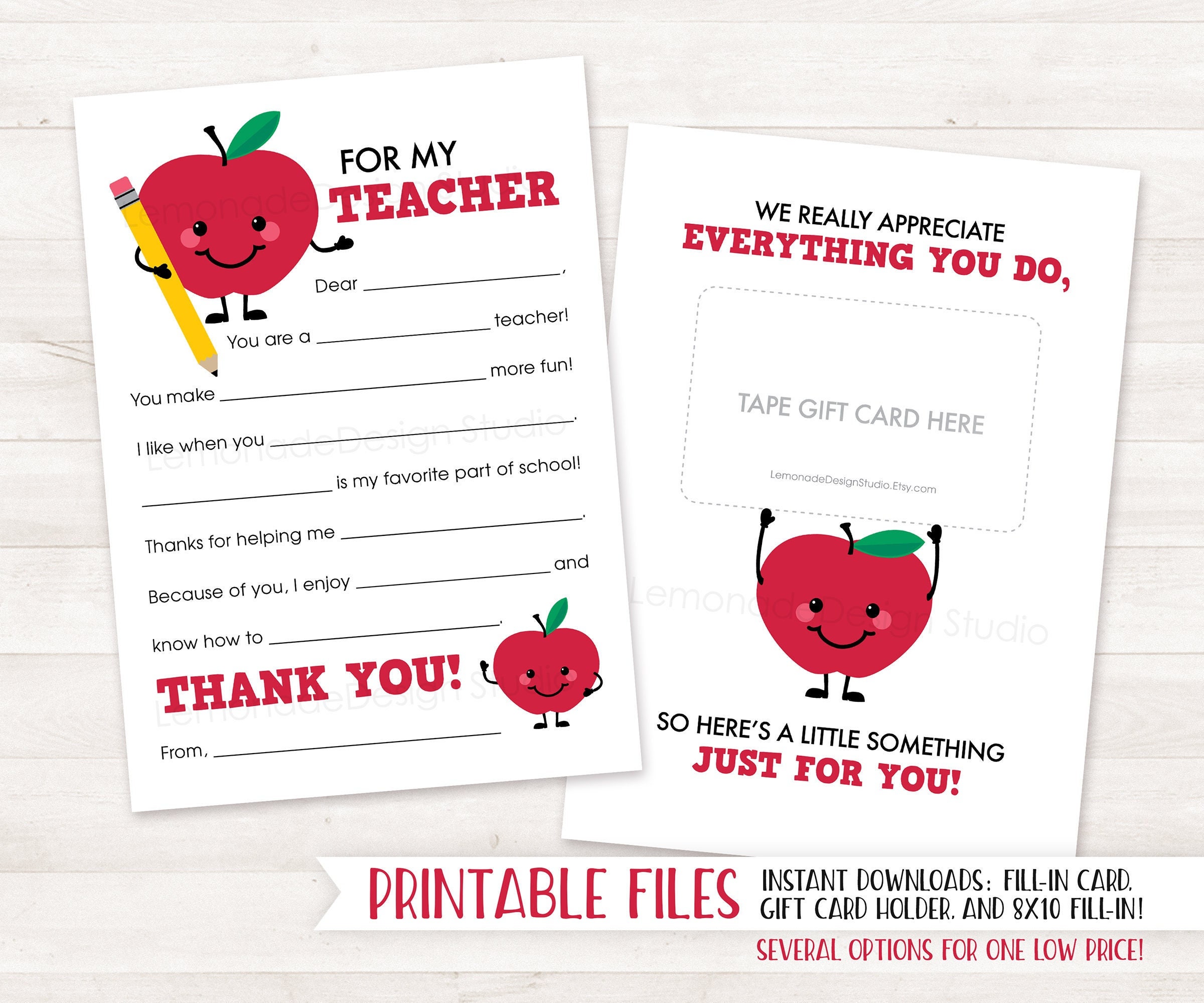 End Of Year Teacher Card Printable Free