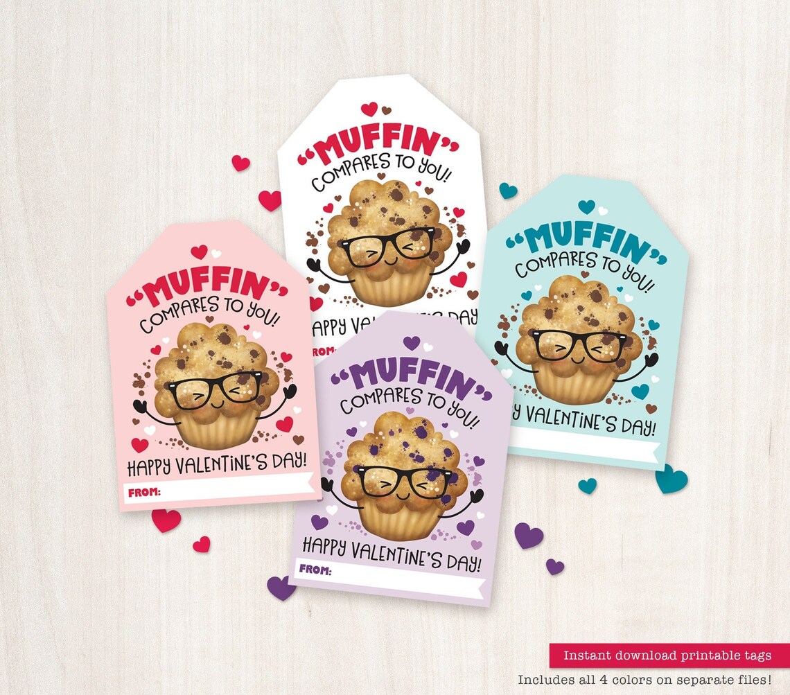 Kids Valentines Cards Muffin Valentine Tags Printable - Etsy