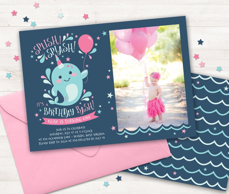 Narwhal Invitation Printable Narwhal Birthday Party Invite - Etsy