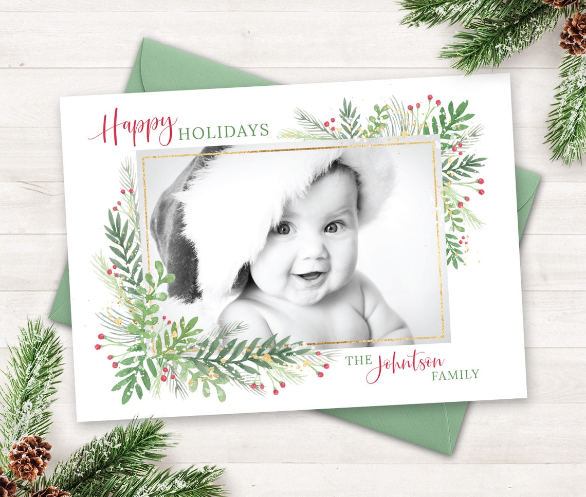 Photo Christmas Cards Printable Christmas Card with Photo | Etsy