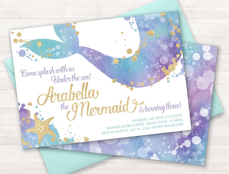 Mermaid Baby Shower Invitation, Mermaid Sprinkle Invitation, Mermaid Shower Invitation, Baby Shower Invite, Little Mermaid, Under Sea Party image 5