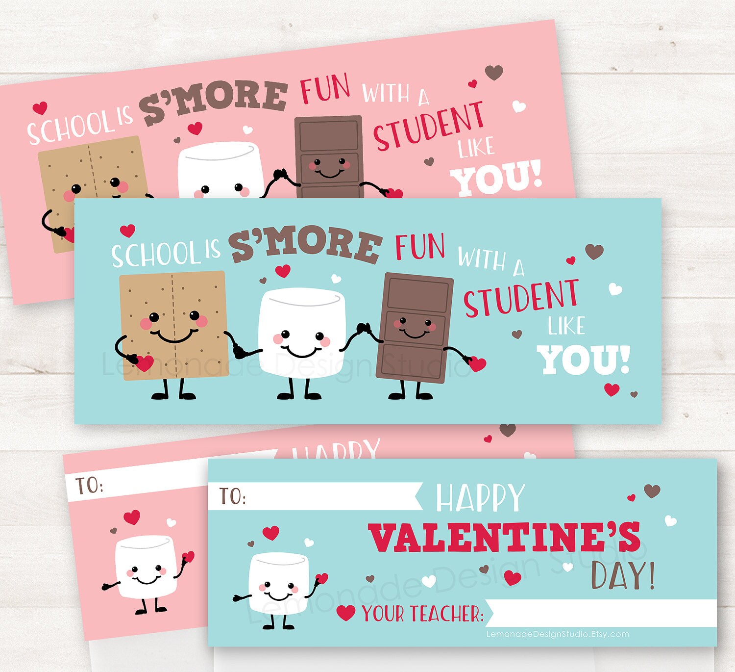 S'mores Valentines Day for School Valentines, Valentine's Day Cards, Smores Valentine  Cards for Kids, Printable Valentine Tags 