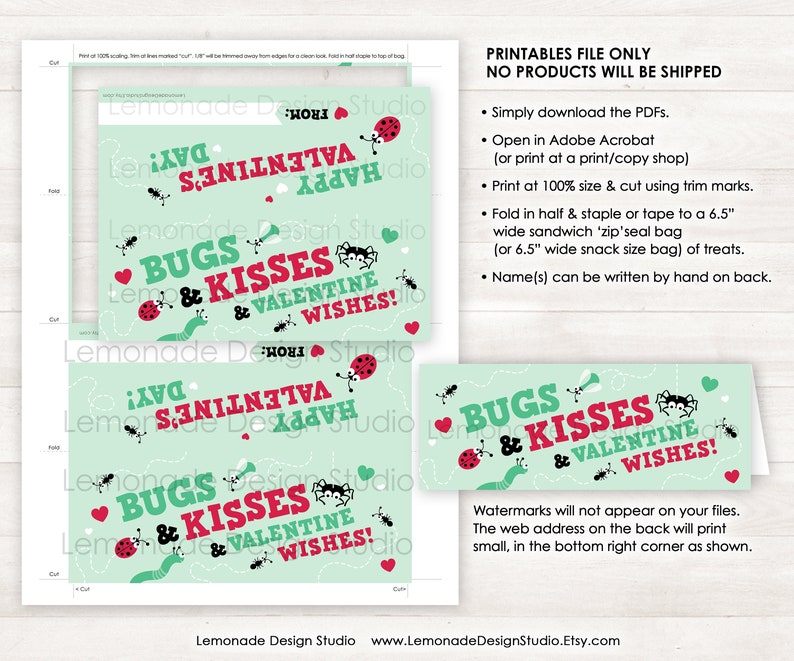 PRINTABLE Valentines for Kids Valentines Day Kid Gifts for - Etsy