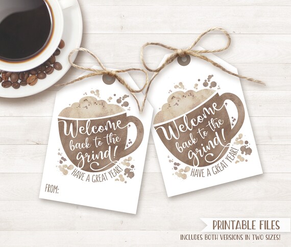 Back to School Teacher Gift Tags, School Printable Teacher Gift Coffee Gift Tags, Back to the Grind, First Day of School Tag, Appreciation Il_570xn