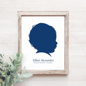Custom Portrait Silhouette Personalized Family Portrait Printable Child Silhouette Portrait Profile Personalized Mother's Day Gift for Mom image 8
