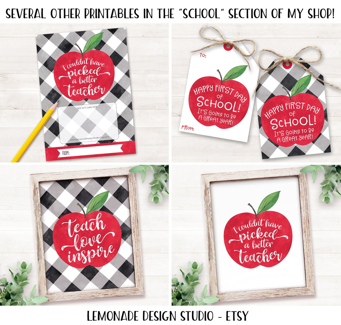 Back to School Teacher Gifts Printable First Day of School | Etsy