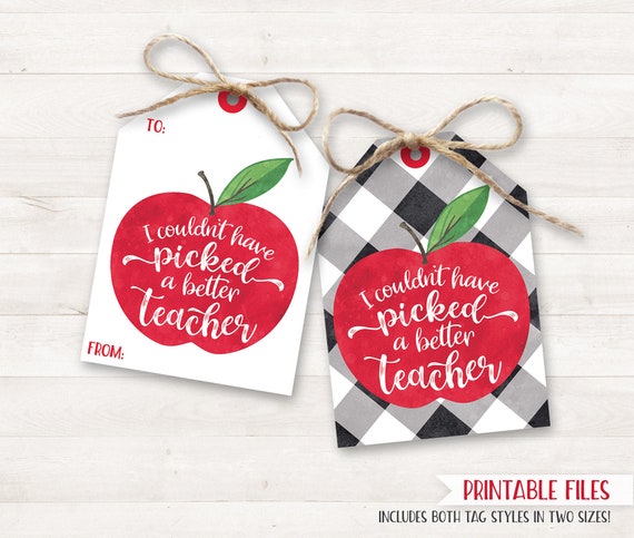 Teacher Appreciation Gift Printable Teacher Gift Tags Printable Teacher End of Year Gift Teacher Appreciation Tag Apple Buffalo Plaid Picked Il_570xn
