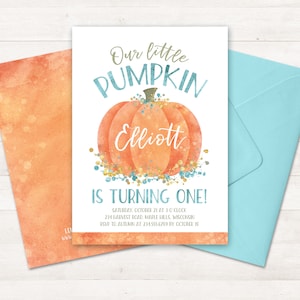 Little Pumpkin Birthday Invitation, Little Pumpkin turning one Invitation Printable Birthday Party Autumn Birthday Invitation First Birthday image 4