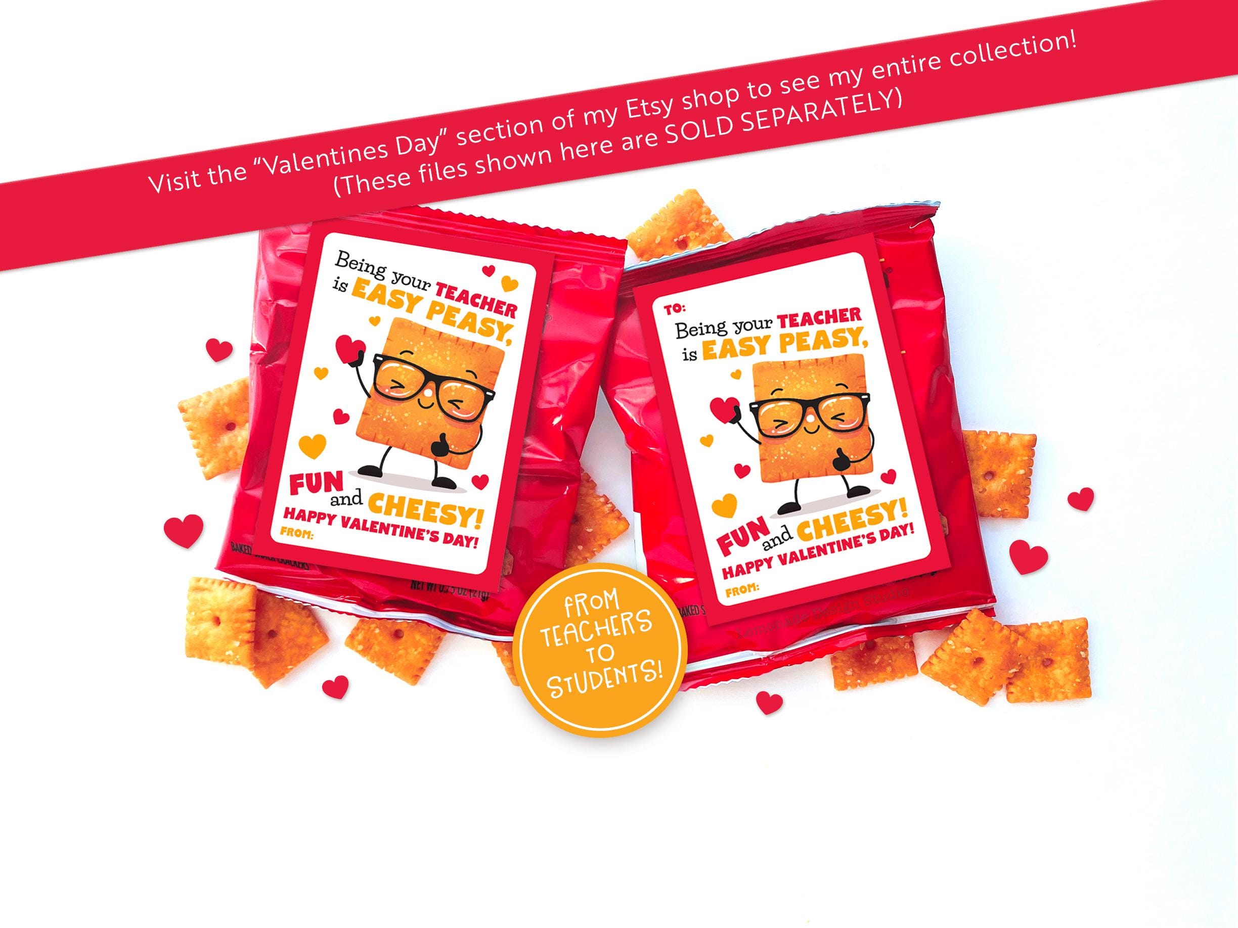 Classroom Valentines FROM TEACHER for Student Printable Valentine Tags ...