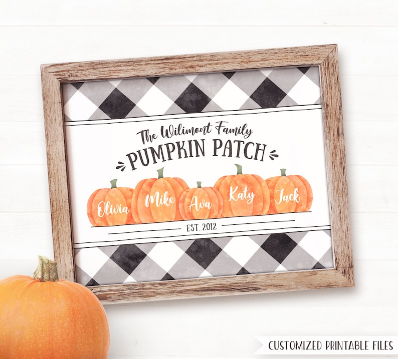 PRINTABLE Fall Decor, Fall Sign, Personalized Family Pumpkin Patch Sign Autumn Decor Autumn Sign Farmhouse Fall Decor Fall Buffalo Plaid Art image 5