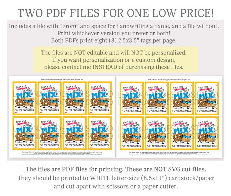 Printable Last Day of School Snack Mix Tags Classroom Treat Tag Pretzel ...