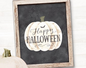 Printable Happy Halloween Sign Farmhouse Halloween Sign Etsy