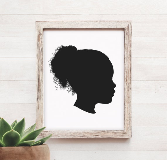 Custom Portrait Silhouette Personalized Family Portrait Printable Child Silhouette Portrait Profile Personalized Mother's Day Gift for Mom Il_570xn