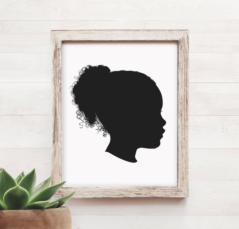 Custom Portrait Silhouette Personalized Family Portrait Printable Child Silhouette Portrait Profile Personalized Mother's Day Gift for Mom image 1