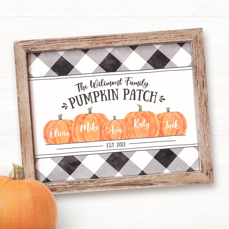 PRINTABLE Fall Decor, Fall Sign, Personalized Family Pumpkin Patch Sign Autumn Decor Autumn Sign Farmhouse Fall Decor Fall Buffalo Plaid Art image 8