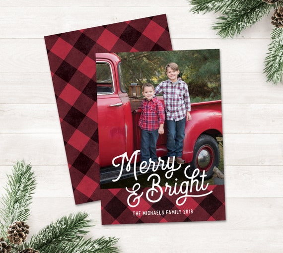 buffalo plaid photo christmas cards