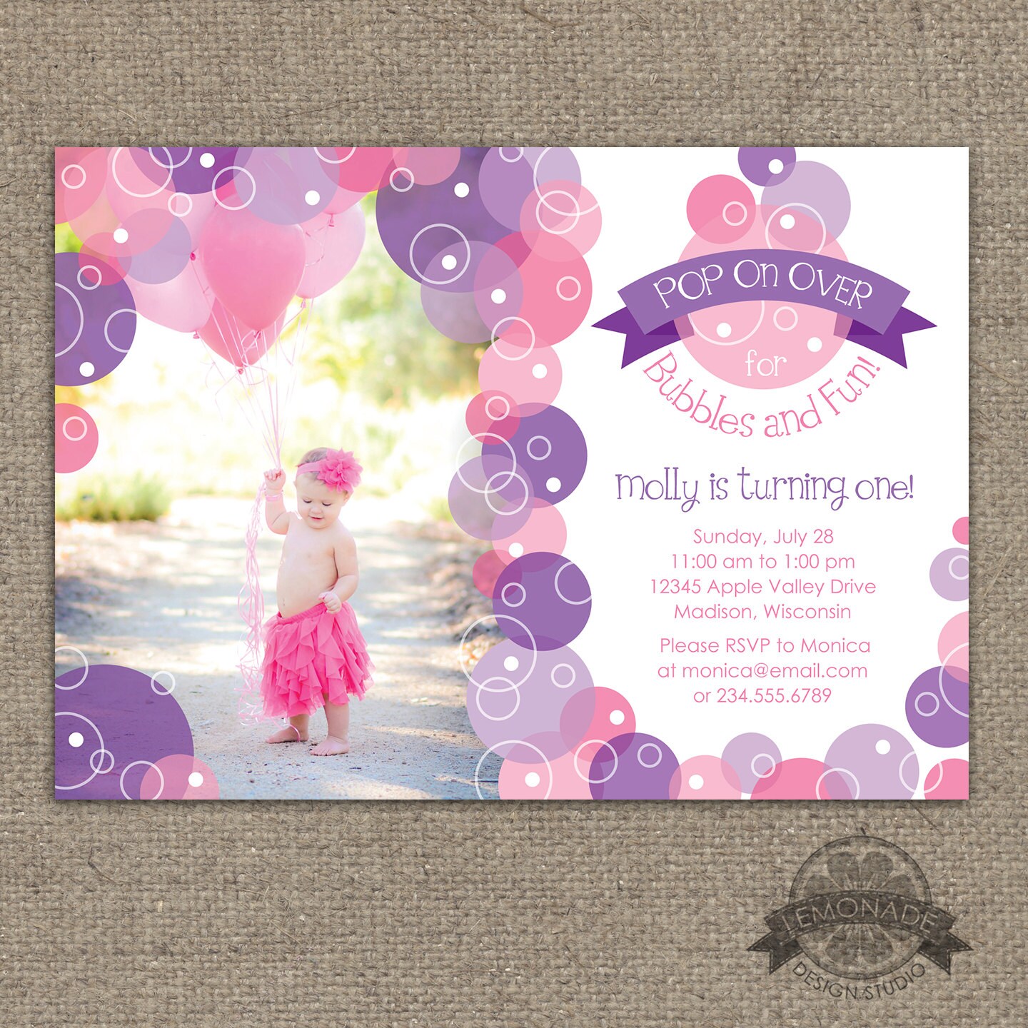 Bubbles and Brunch Invitation Bubble Birthday Party Invite Etsy