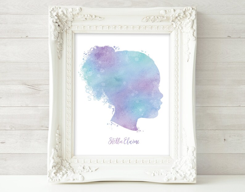 Custom Silhouette Art, Watercolor Silhouette, Personalized Mothers Day Gift Ideas Child Portrait, Printable Mom Wall Art, Gift for Grandma image 9